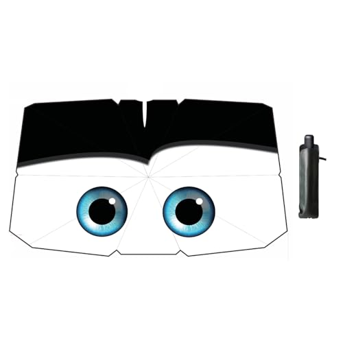 Coricha Windshield Sun Shade 2025 Car Accessories 100% Blackout Car Front Windsow Shades Umbrella Automotive Sun Visor Block Heat Insulation Protection (Black Eyes)