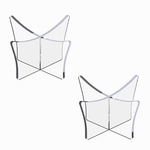 HEMYLU Acrylic Large Ball Stand Holder 4.7x2.6 Inch, 2-Pack Display Stand for Football Basketball Soccer, Clear Volleyball Rugby Case Rack