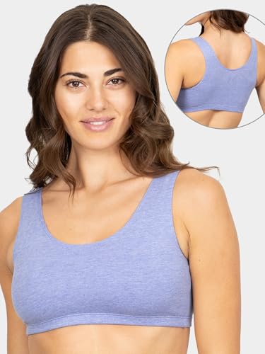 Fruit Of The Loom Womens Built Up Tank Style Value Pack Sports Bra, Heather Blue/White/Heather Grey/Heather Blue/White/Heather Grey 6-pack, 42 US