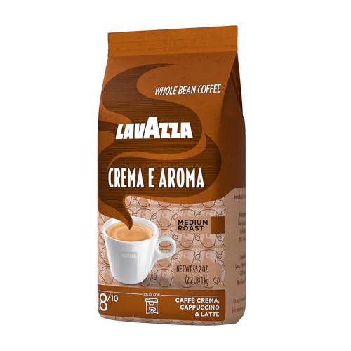 Lavazza Crema E Aroma Whole Bean Coffee Blend, 2.2-Pound Bag , Balanced medium roast with an intense, earthy flavor and long lasting crema, Non-GMO
