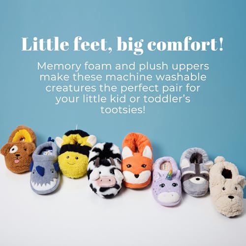 Dearfoams Kids Toddlers Whimsical Animal Critter Washable Slipper, Purple Unicorn, 13 US Unisex Big