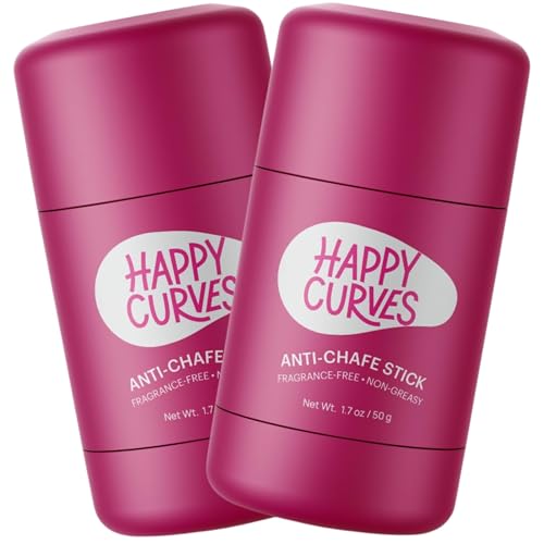 HAPPY CURVES Anti-Chafe Stick - Chafing and Friction Defense for Women, Ideal for Thighs, Underarms and More - Thigh Rub Protector and Chafing Balm, Perfect for Active, Non-Active Women (1 Pack)