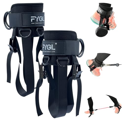 FYGL Dumbbell-Foot-Attachment, Ankle-Strap-for-Cable-Machine, Kickbacks Leg Curl Leg Extensions Glutes Workout at home for Men and Women, Black, Pair