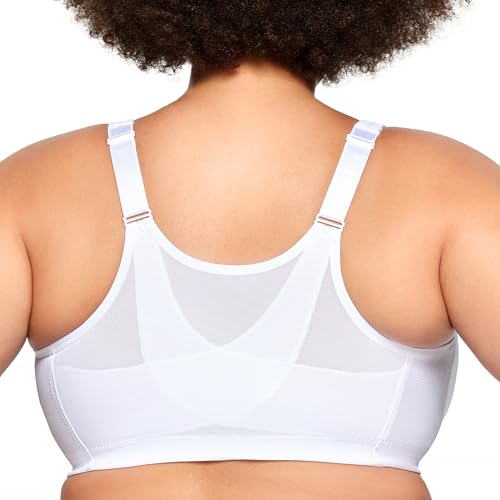 Glamorise Full Figure Plus Size MagicLift Front-Closure Posture Back Bra Wirefree #1265 White 42DD