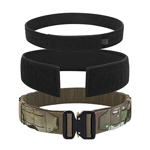 KRYDEX Tactical Battle Belt 2 Inch Quick Release MOLLE Range Belt with Inner Belt and Padded Anti-Slip Pad Inner (Upgraded Belt Black,S)