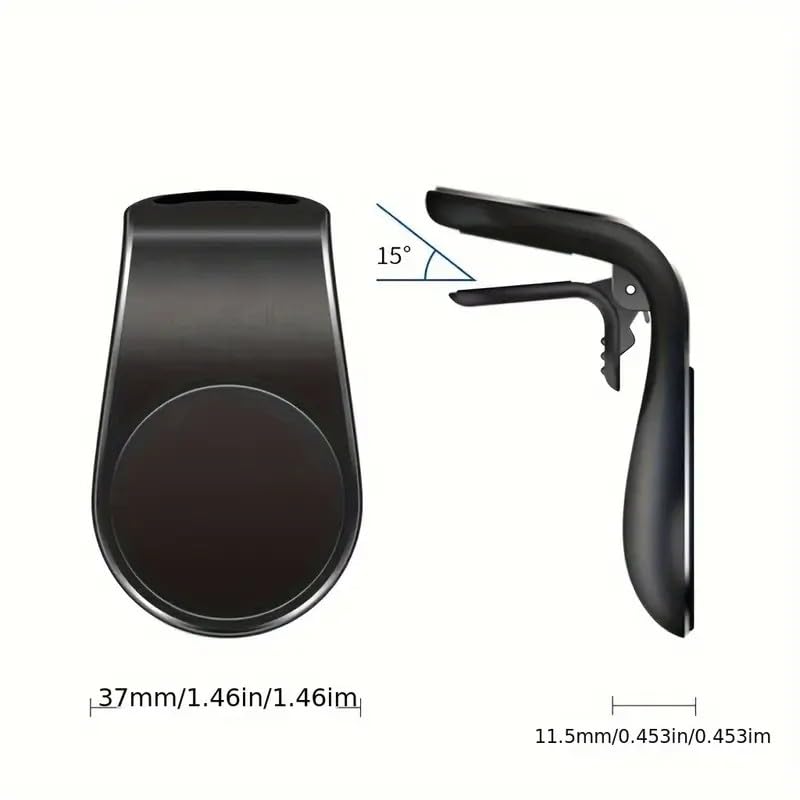 L-Shape Air Vent Magnetic Phone Mount-360°Rotating Car Holder for All Smartphones 4-7" with Super Strong Adhesion,Non-Slip Design,Silvery.