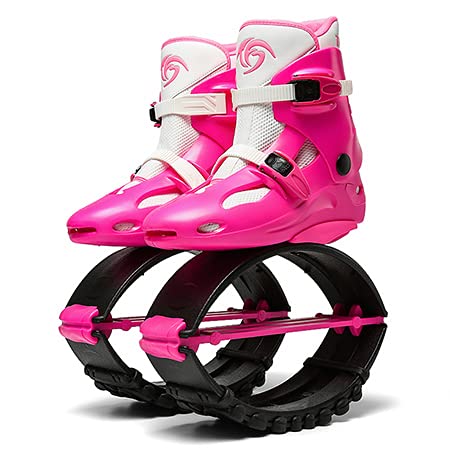 Kangaroo Jump Shoes Gen 2 Series | Bounce Shoes | Exercise & Fitness Boots | Workout Jumps | Women & Men | Adults 120LBS - 300LBS (Pink White Black, Womens 5-7.5 100-165LBS)