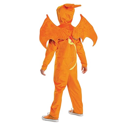 Disguise Charizard Costume for Kids, Official Pokemon Costume Hooded Jumpsuit, Child Size Medium (7-8)