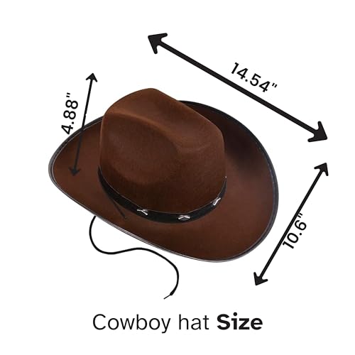 Kangaroo Brown Cowboy Hat for Men & Women - Western Accessory Felt Hats with Pull-On Closure for Costume Parties, Cosplay, Brown Cowboy Hat for Country Fashion