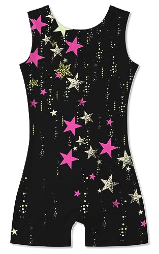 Idgreatim 5t Girls Gymnastics Leotards Size 6 Sparkly Colorful Neon Love Print Biketards Unitard with Shorts Ballet Dance Dress Outfits 5-6 Years Old