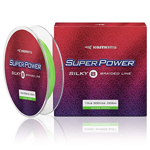 KastKing Superpower Silky8 Braided Fishing Line (Grass Green, 150Yds-6LB-0.10mm)