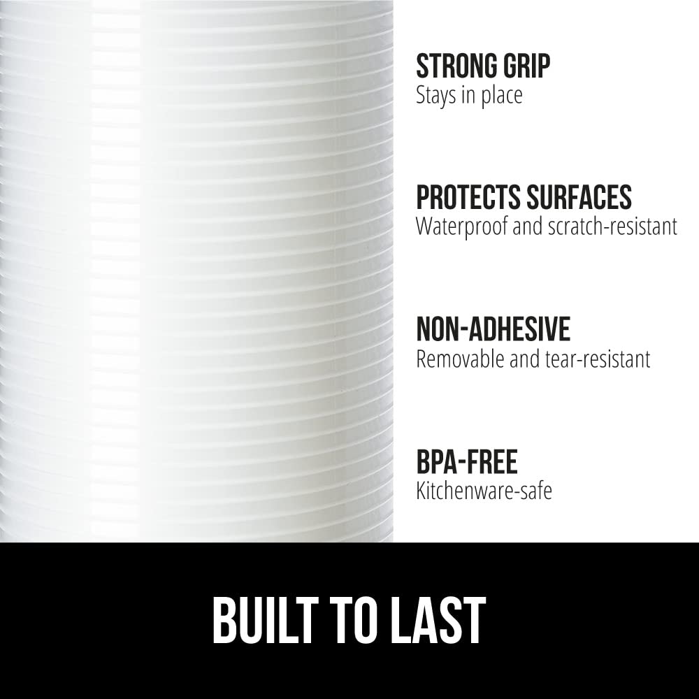 GORILLA GRIP DuraGuard Shelf Liner, Non-Adhesive Cabinet Liners for Kitchen Drawers, Shelves, Refrigerator, Pantry Storage, Bathroom Closet, Durable Waterproof BPA Free Ribbed Plastic, 12x20 Clear