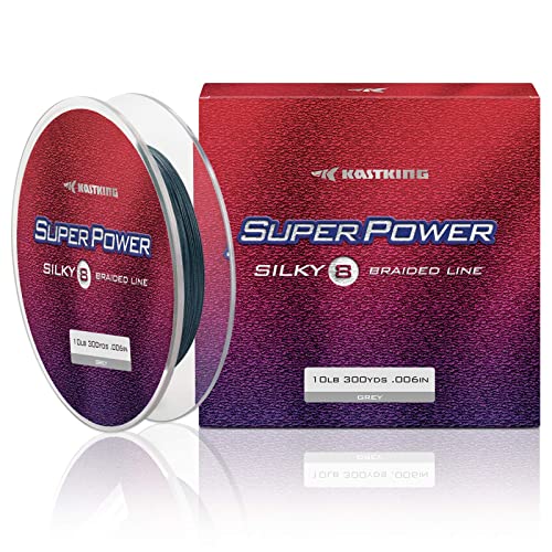 KastKing Superpower Silky8 Braided Fishing Line, Gray, 8 Strand, 6LB, 150Yds
