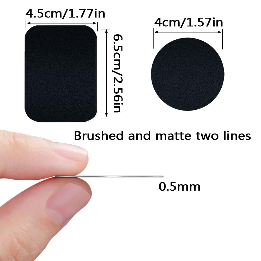5 Pcs Adhesive Thin Metal Plates for Magnetic Mounts, Metal Plates for Phone Case,Metal Plates Disc for Iphone Phone Magnet/Car Cell Phone Automobile Magnet Cradles, 2 Rectangle & 3 Round, Black