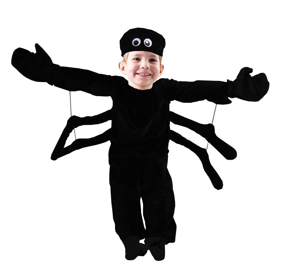 KIMI HOUSE Spider Costume for Kids, Perfect for Halloween, Animal Dress up Party, Black(M/5-7Y)