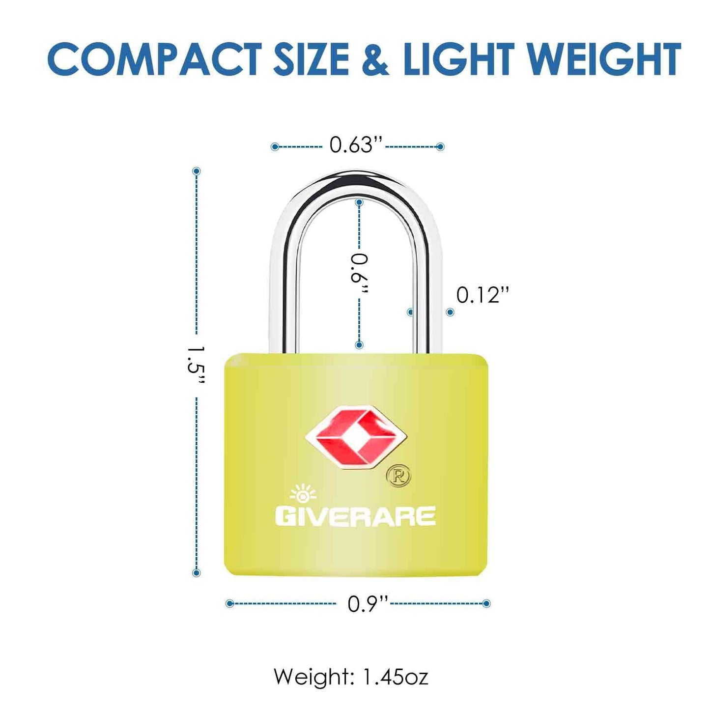 4 Pack TSA Approved Travel Luggage Locks with Keys, Solid Brass Copper Keyed Padlock, ABS Plastic Covered Small Locks for Suitcase, Backpack, Gym Locker, Jewelry Box-by GIVERARE