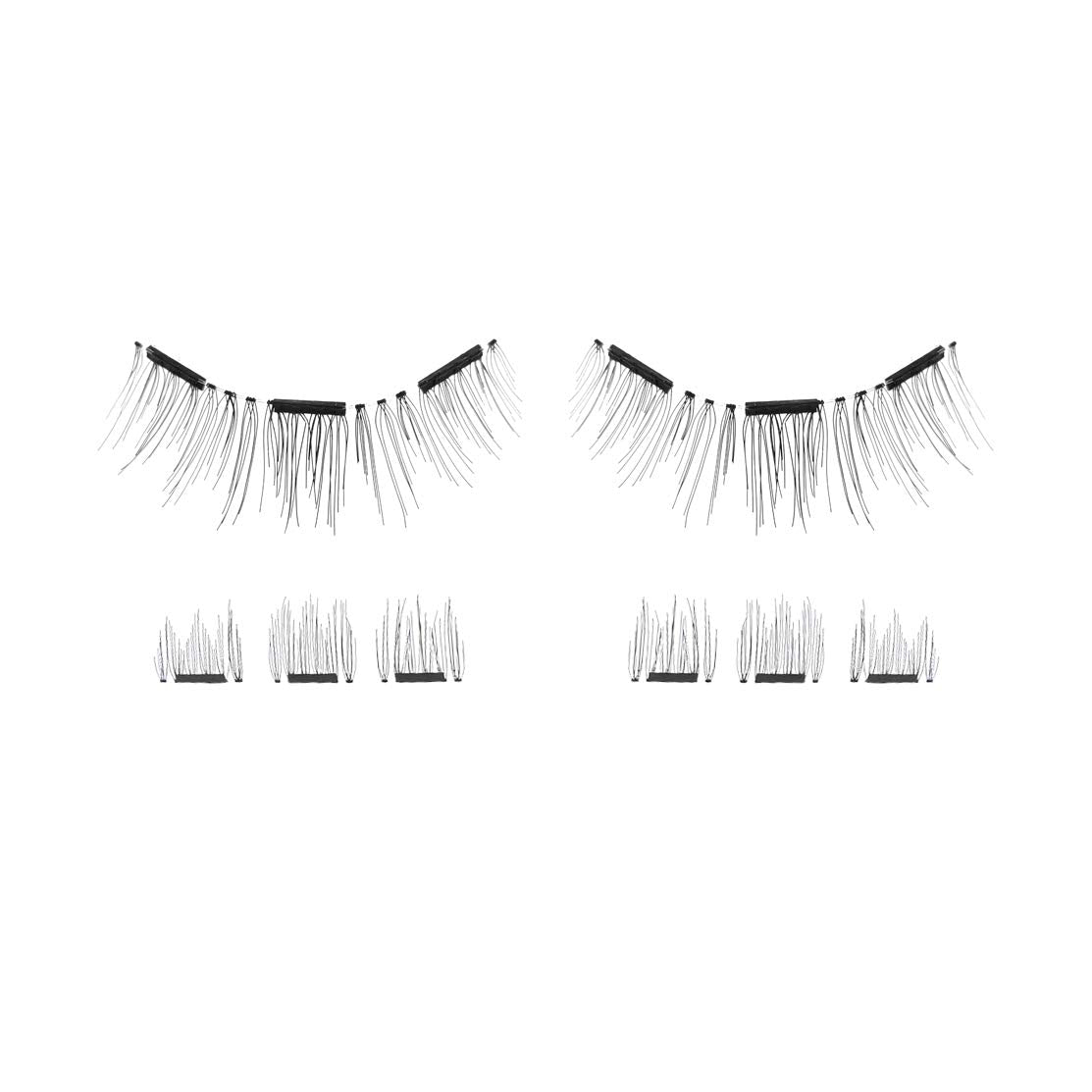 Lash'd Up Magnetic Eyelashes Without Eyeliner 3 Magnets (Can also be worn as Dual Magnets) Full Eye Snap-on Set Soft Faux Silk Vegan (Very Natural)