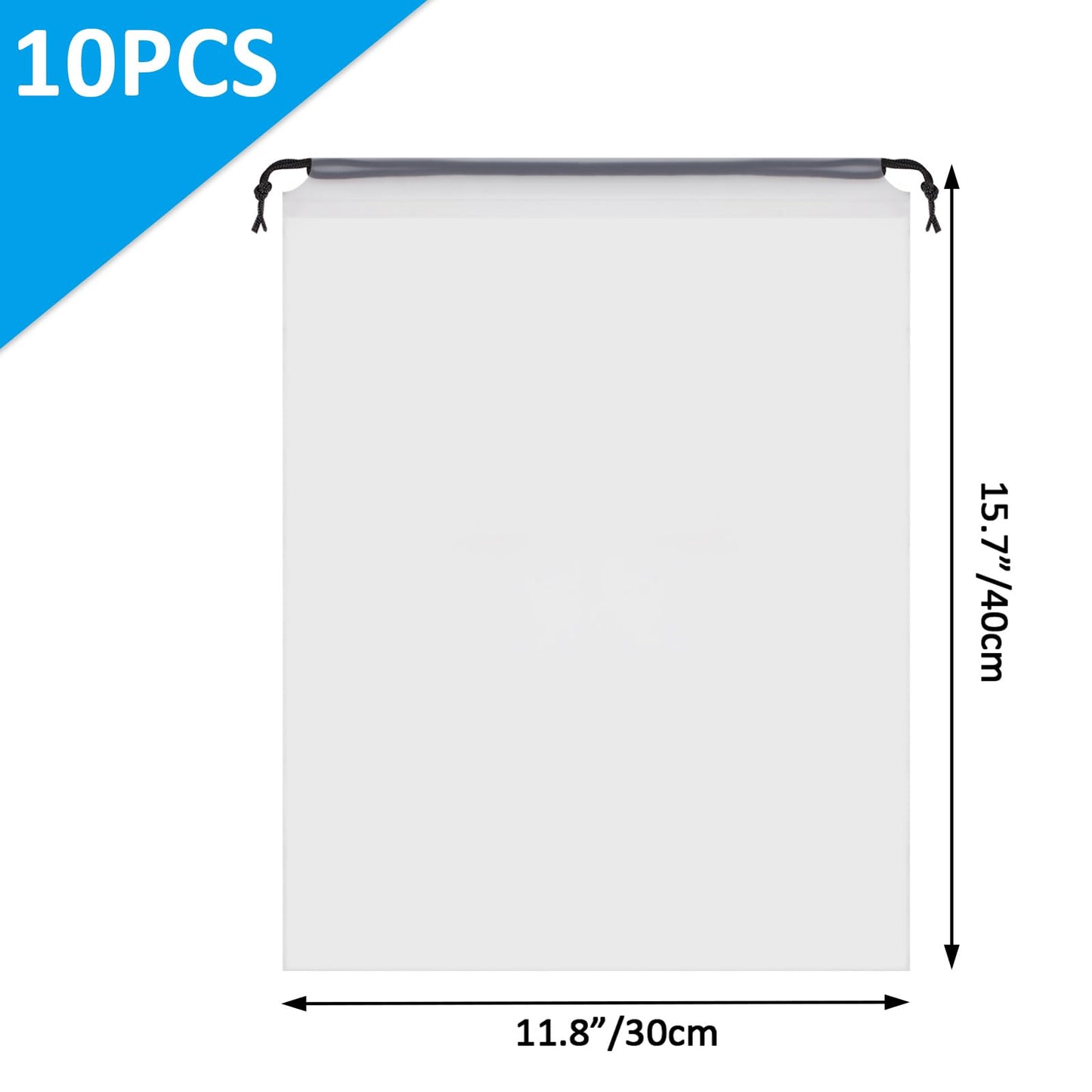 Clear Shoe Bags - 10 PCS, 15.7" x 11.8", Drawstring Travel Shoe Bags for Packing, Waterproof Dustproof Portable Shoe Storage for Men and Women