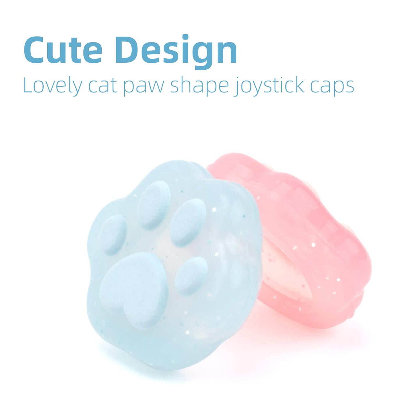 GeekShare Cat Paw Shape Thumb Grip Caps,Soft Silicone Joystick Cover Compatible with Switch/OLED/Switch Lite,4PCS (Glitter)