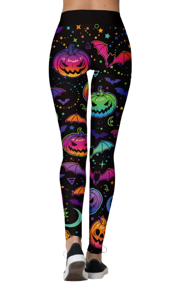 Eyanse Halloween Leggings for Women Pants Womens Halloween Clothes High Rise Tights Bat Pumpkin Printed Pajama Pants Woman Stretchy Unique Workout Leggings,S/M