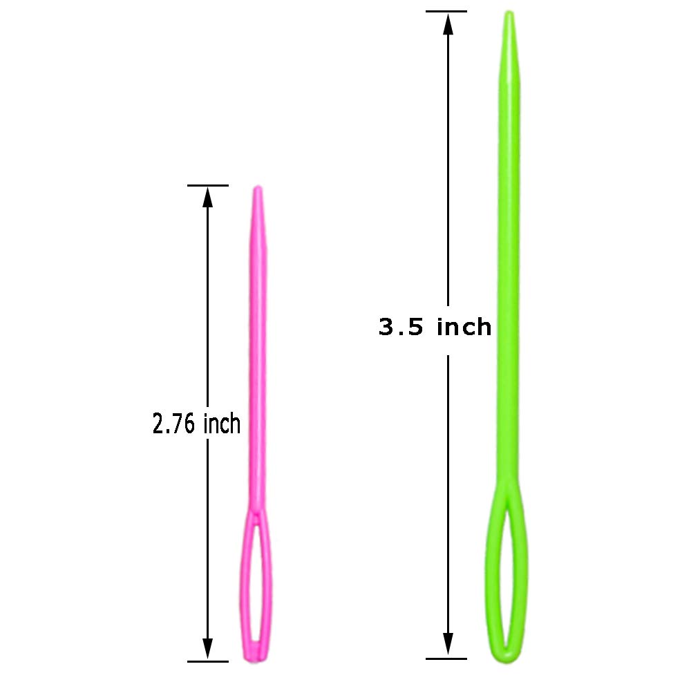 Hekisn Large-Eye Plastic Sewing Needles, 20 Pieces Colorful Safety Lacing Needles, 2 Different Sizes Yarn Sewing Needle, Learning Needles for DIY Sewing Handmade Crafts,3.5 &2.76 inch (20 Pieces)