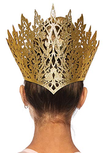 Leg Avenue Women's Glitter Die Cut Crown with Jewel Accent, Gold, One Size