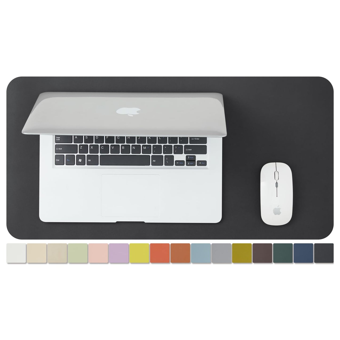 Compact Leather Desk Mat - Small Non-Slip PU Desk Pad for Office and Home - Desk Organization and Accessories - Ideal for Large Mouse Pad and Small Desk Mats on Top of Desks (Black,23.6"x 11.8")