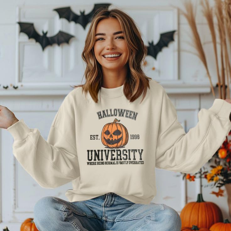 Halloween Sweatshirts for Women Halloweentown University T Shirt Funny Party Spooky Academy Pullover Sweatshirt