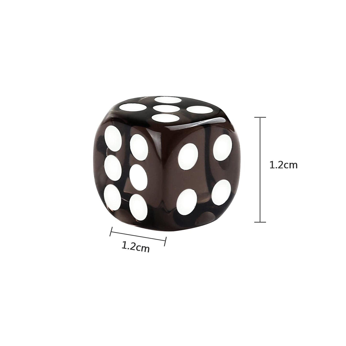 GWHOLE 12 Pcs Standard Game Dice Set, 6-Sided Black Mini Dice for Board Game Math Teaching Project,(Round Corner)
