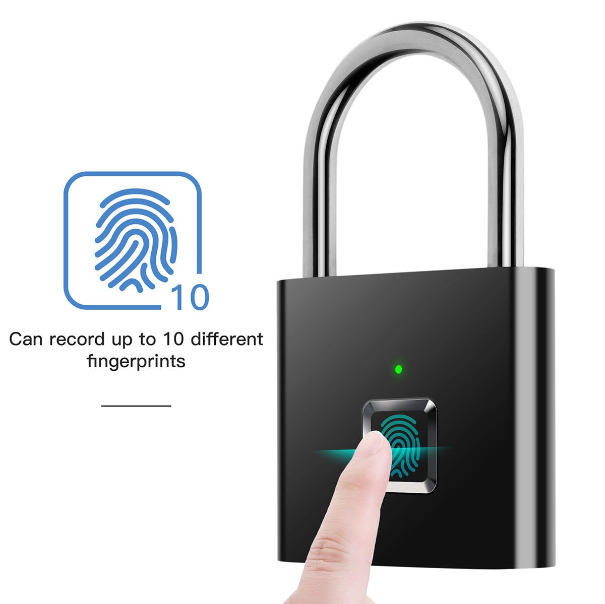 Fingerprint Padlock,AICase Ultra Light One Touch Open Fingerprint Lock with USB Charging for Gym, Sports, School Employee Locker,Fence, Suitcase,Bike No App, No Bluetooth,No Trouble