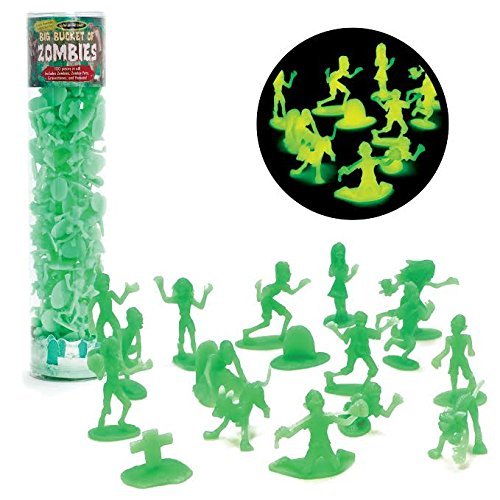 Halloween Zombie Mini Action Figures – 100 Glow in The Dark Toys with 14 Unique Sculpts Including Zombies, Pets, Gravestones & Humans – Spooky Party Favors, Decorations & Kids Trick or Treat Gifts