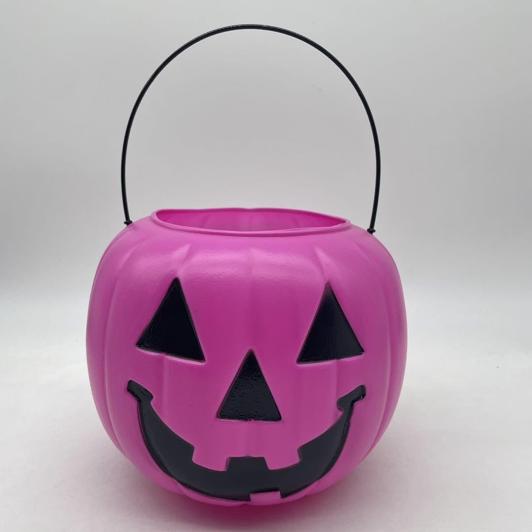 Halloween Pumpkin Jack O Lantern Candy Bucket (Pink)