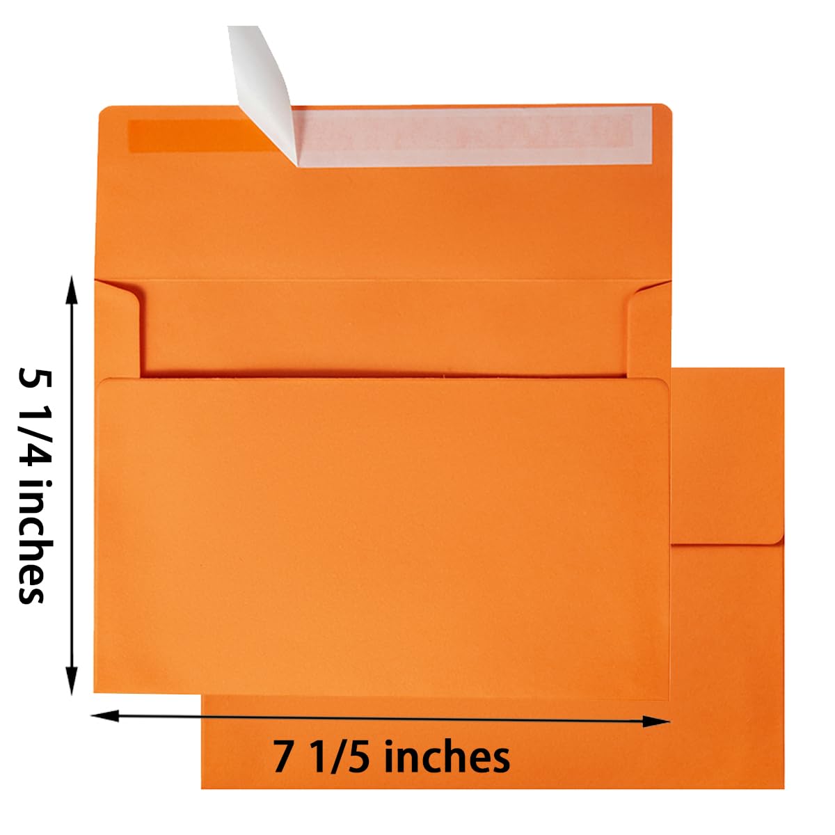 50 Pack 5 x 7 Envelopes Colored Self Seal for Wedding, Party Invitations, Greeting Cards, Announcements, Photos, 5.24 x 7.21 Inches (Dark Orange)