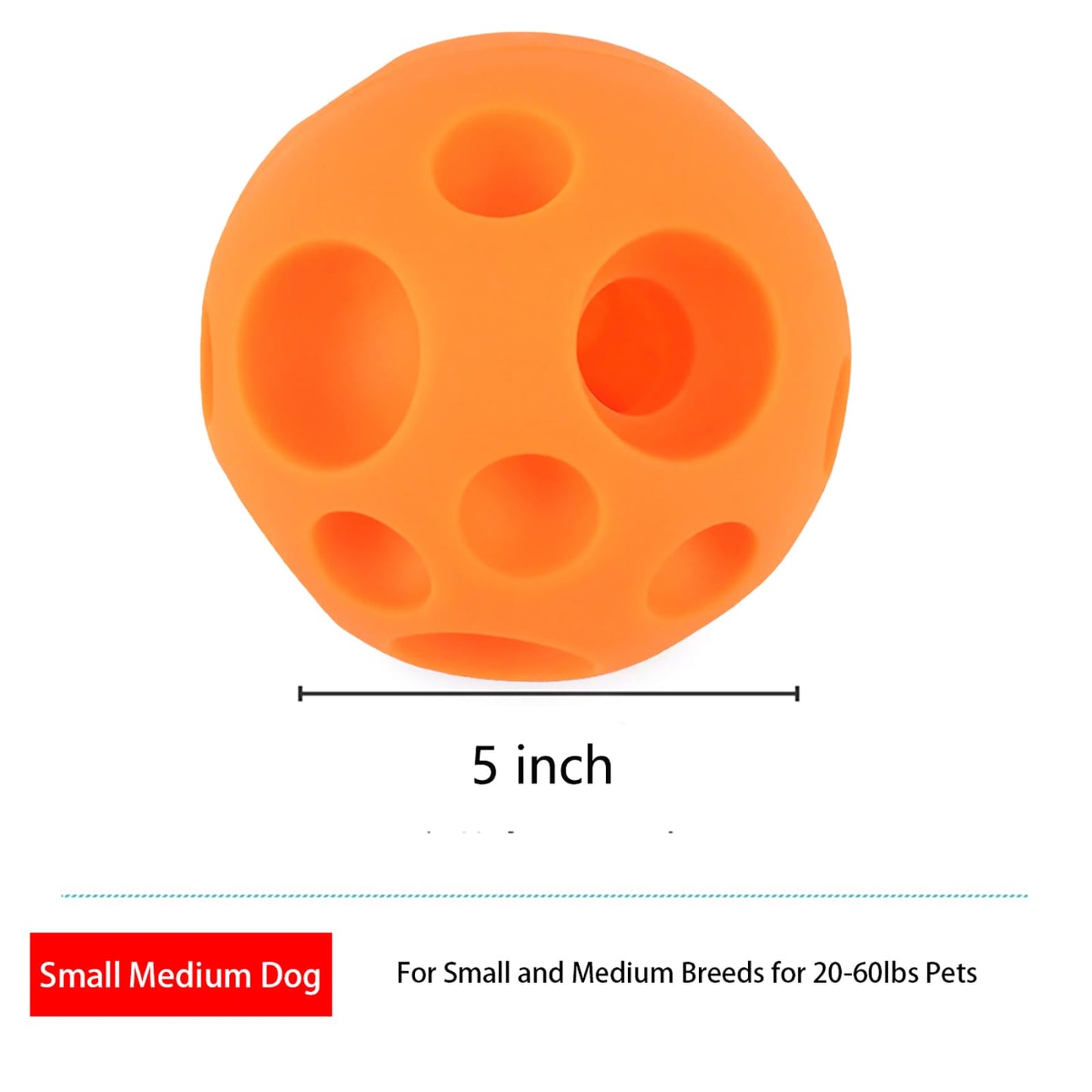 Evan Dog Toy Balls, 5 Inch Treat Tricky Ball Food Dispensing Toys Tricky Fun Interactive Dog Toy Food Dispenser Toy Puzzle Toy Ball Dog Chew Toys Ball for Large Medium Slow Feeder Dog Bowls(Orange)