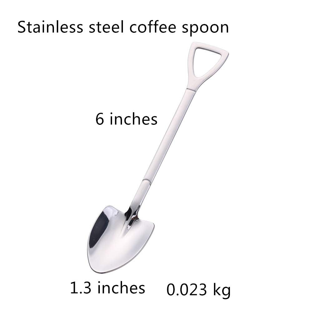 10 Pack Dessert Spoon 6 inch Shovel Shape Stainless Steel Spoons Ice Cream Fruit Spoon for Home Kitchen or Restaurant