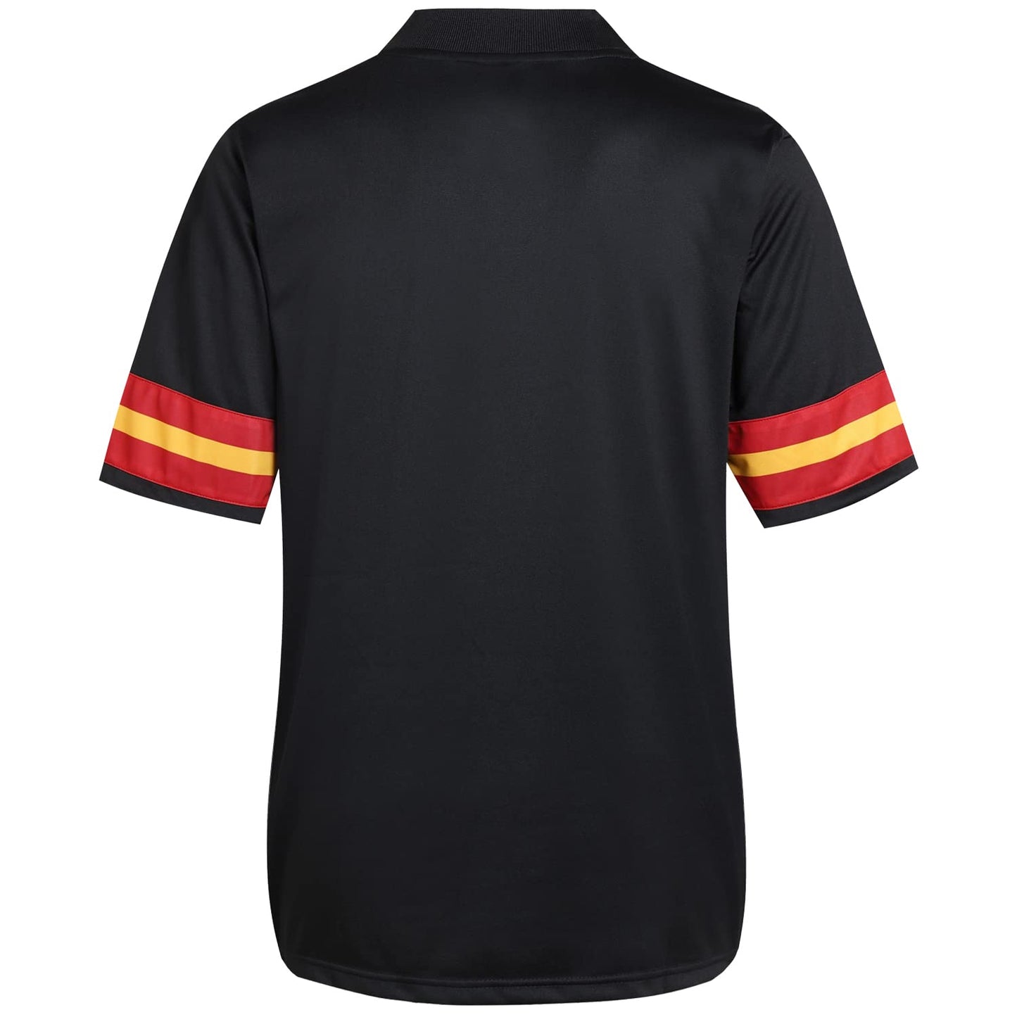DEHANER American Blank Football Jersey Replica Mesh Halloween T-Shirts V-Neck Fashion Sports Pullover Red/Yellow Stripe-Black Jersey Size 2X-Large