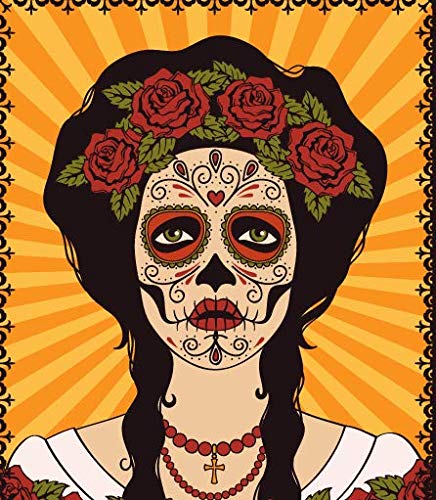 DaLin 9 Sheets Floral Day of the Dead Sugar Skull Temporary Face Tattoos for Halloween