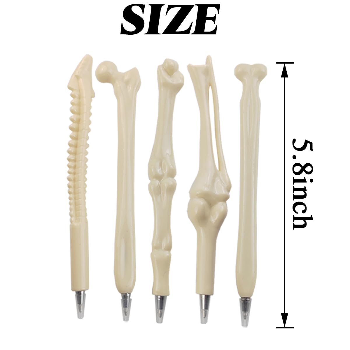 GXXMEI 15PCS Bone Pens Skeleton Finger Ballpoint Pen Novelty 0.5mm Blue Ink Pens for Doctor Nurses Kid Present Party Favor Halloween School Office Party