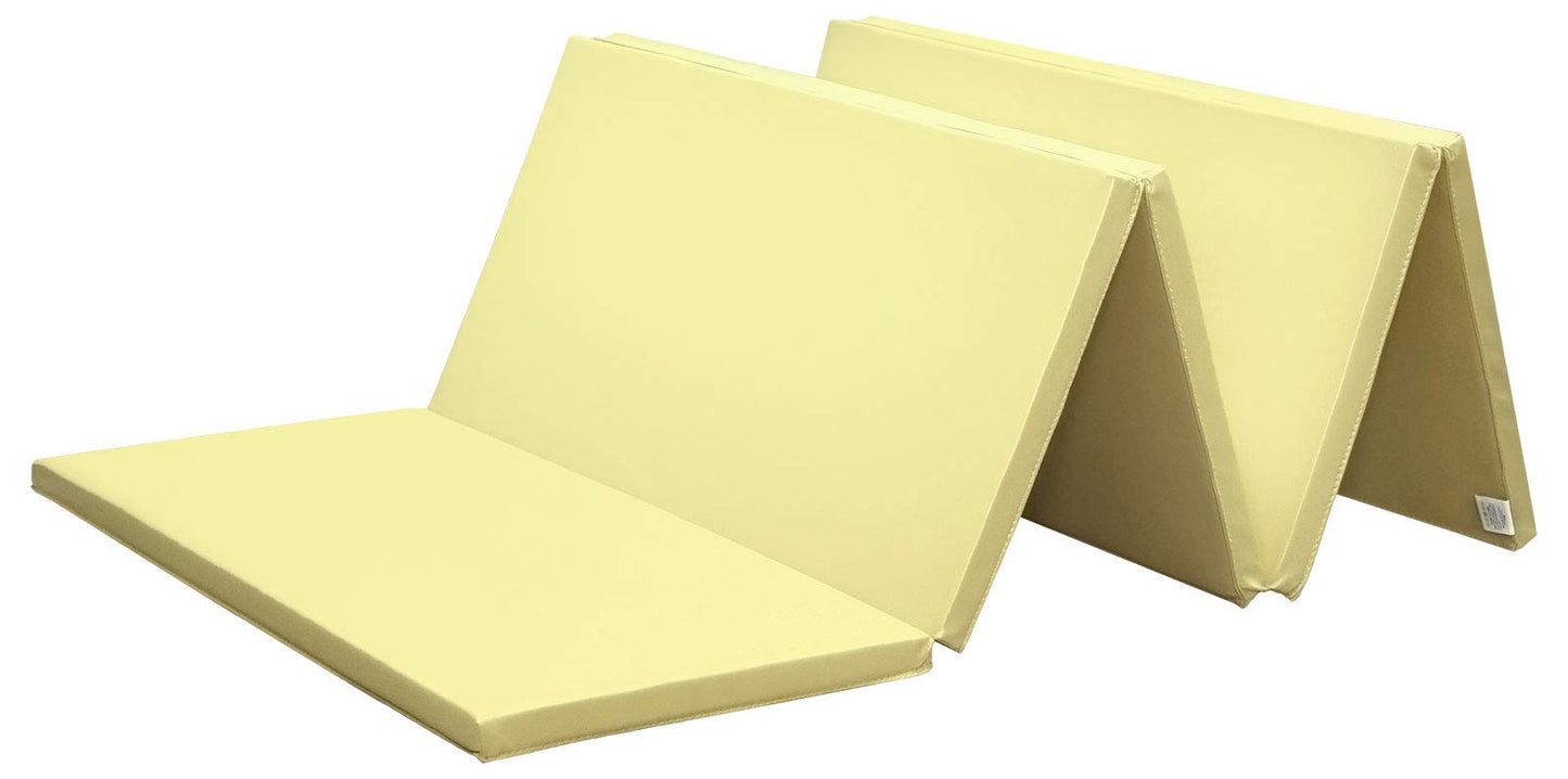 KaRaDaStyle Gymnastics Mat Folding Stretch Mats 75"x31"x1.2" Exercise Muscle Training Children Play Horizontal Bar Mat Yoga Sports Soundproof Home Use (Yellow/5-fold)