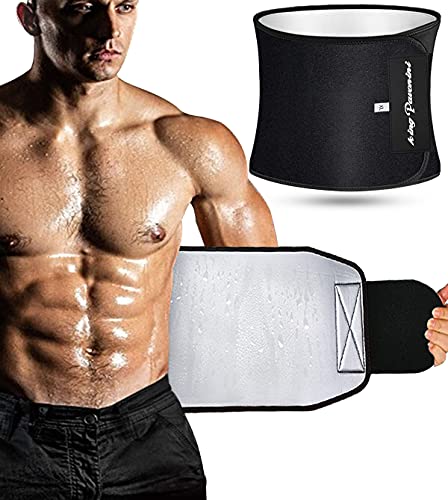 KingPavonini Waist Trainer for Men Women & Waist Trimmer Sweat Belt Stomach Wrap for Working Out Black
