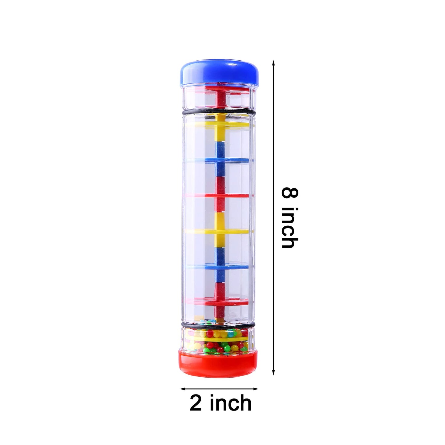 2 Pack Rainmaker Rain Stick Musical Instrument for Babies, Toddlers and Kids, 8 Inch Rainfall Rattle Tube Rainstick Shaker Toy