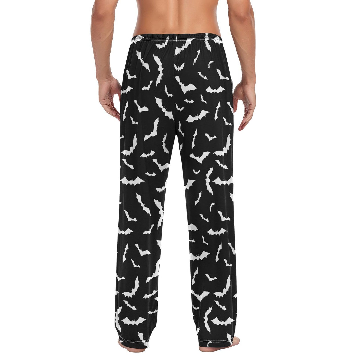 JHKKU Halloween Bats Pajama Pants for Men's Soft Comfy Sleepwear Lounge Lightweight Pj Bottoms with Pockets Drawstring, Large