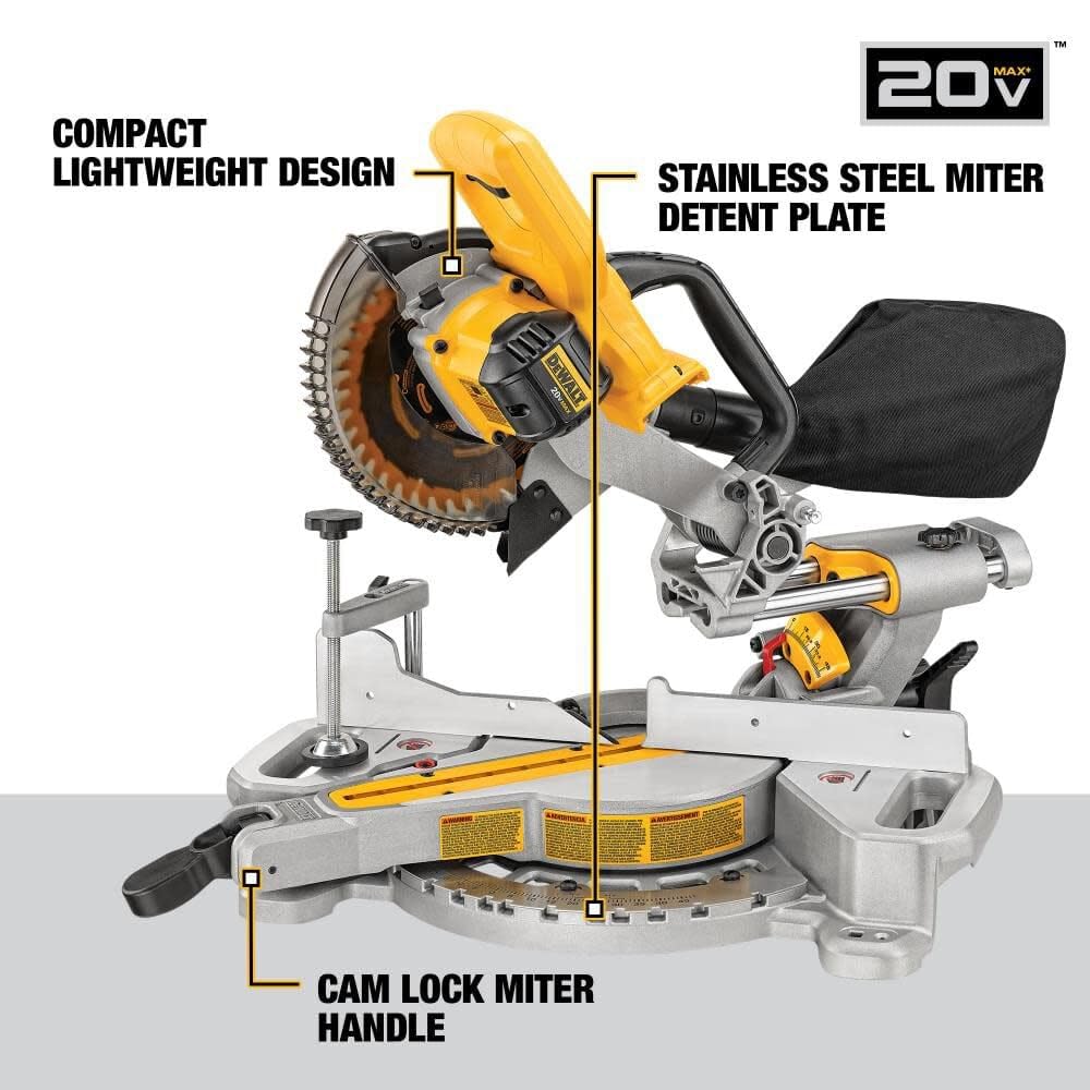 DEWALT 20V MAX 7-1/4-Inch Miter Saw, Tool Only, Cordless (DCS361B)