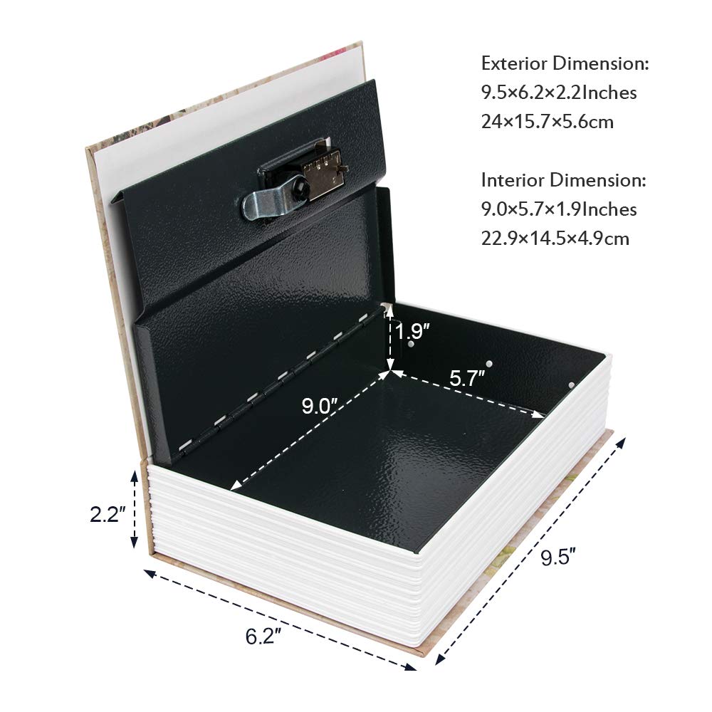 KYODOLED Diversion Book Safe with Combination Lock,Money Hiding Box,Safe Secret Hidden Metal Lock Box,Collection Box,9.5" x 6.2" x 2 .2",France