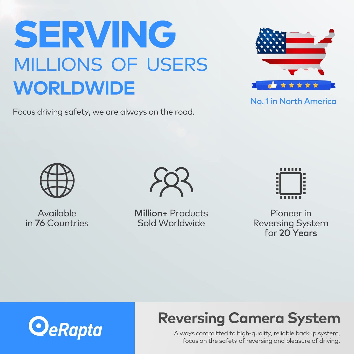 eRapta ERT01 HD Backup Camera Rear View License Plate Reverse Camera Universal for Pickup Truck Car SUV 149 Degree Perfect Angle Night Vision IP69K Level Waterproof