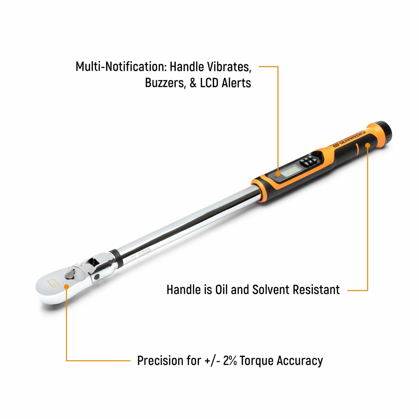 GEARWRENCH "1/2" Flex Head Electronic Torque Wrench with Angle 25-250 ft/lbs. - 85079