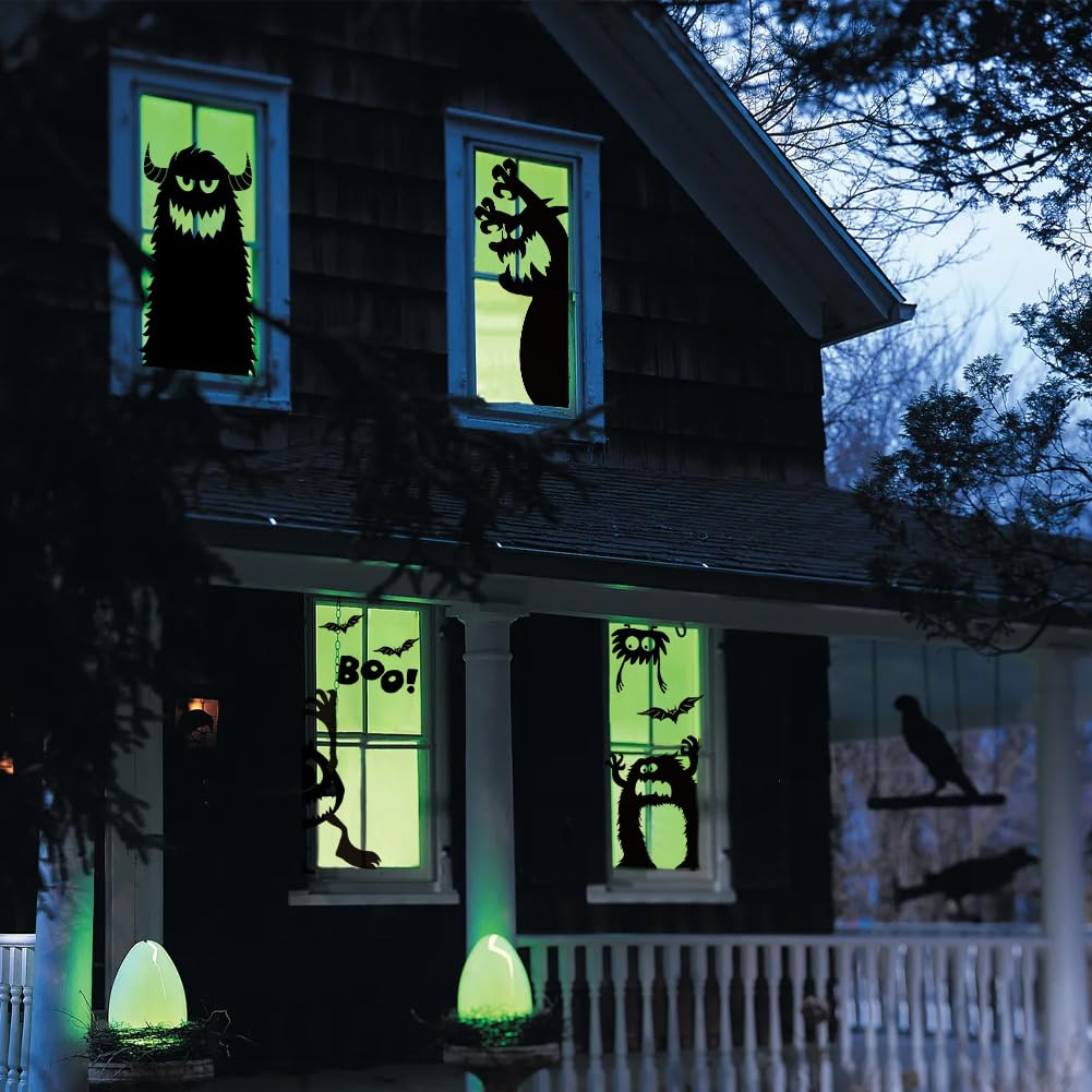 Large Halloween Window Clings Decorations Halloween Window Silhouette Decorations Scary Monster Silhouette Giant Halloween Stickers