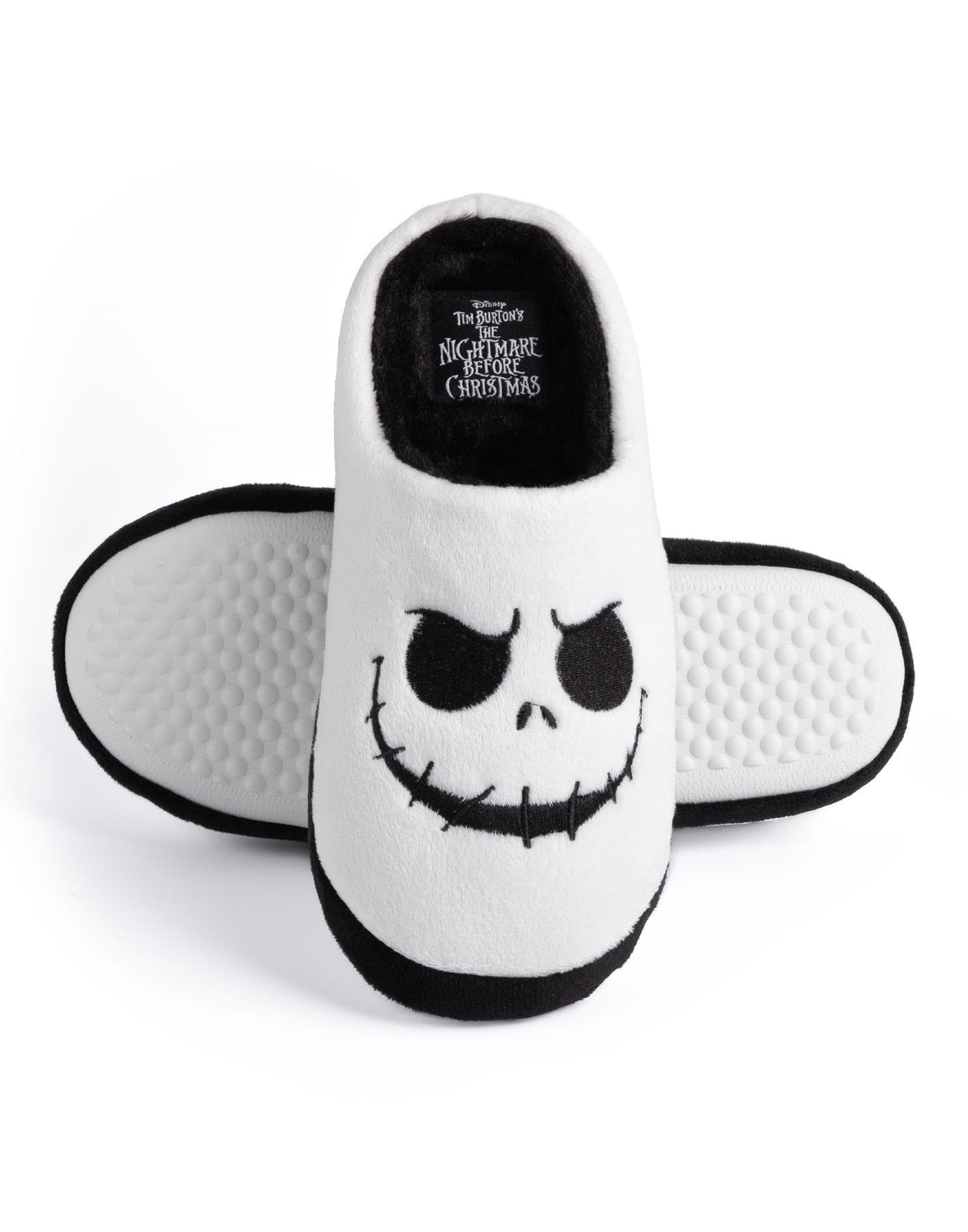 Disney The Nightmare Before Christmas Womens Slippers | Ladies Jack Skellington Halloween Footwear | Xmas Holiday Loungewear