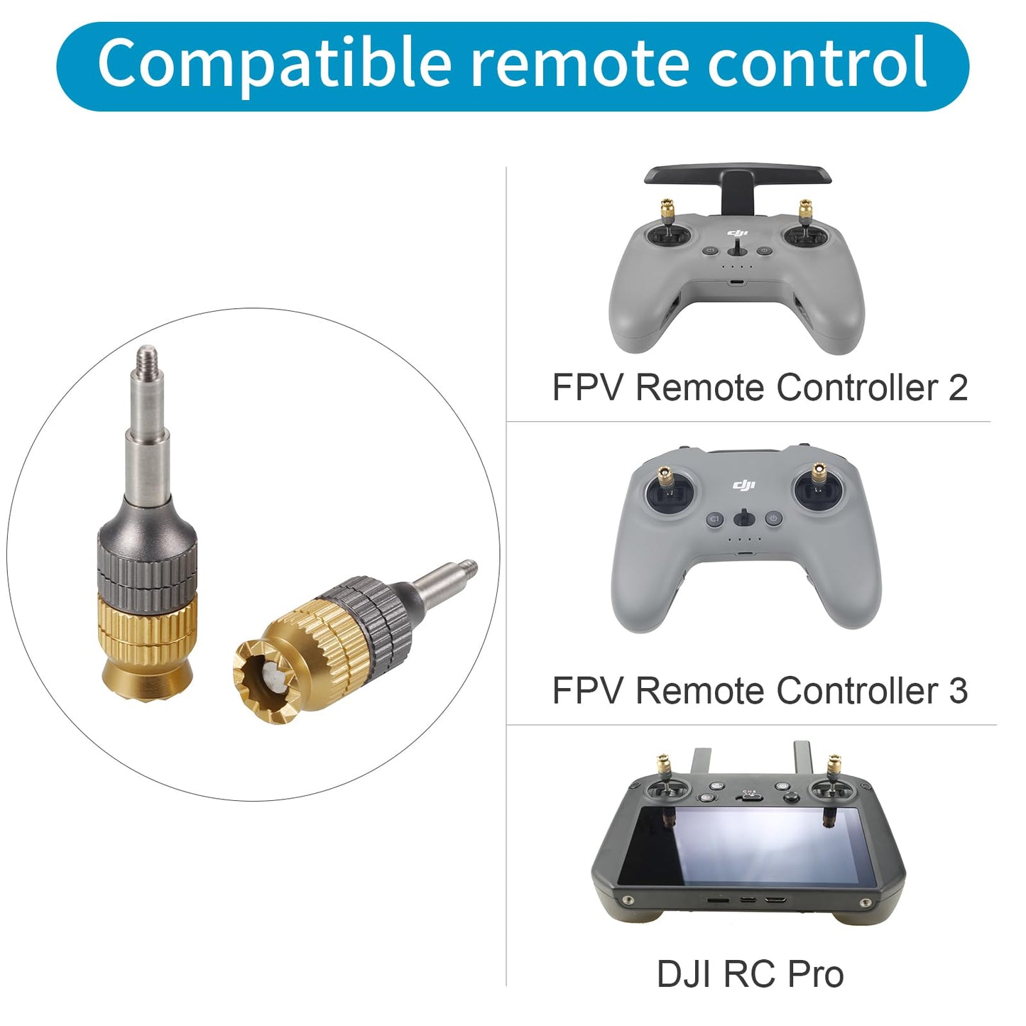 Hanatora Extension Joystick Stick for DJI FPV Remote Controller 3 2,Neo,Avata 2,RC Pro, Metal Control Extender Joysticks,Long Thumb Sticks Replacement Accessories