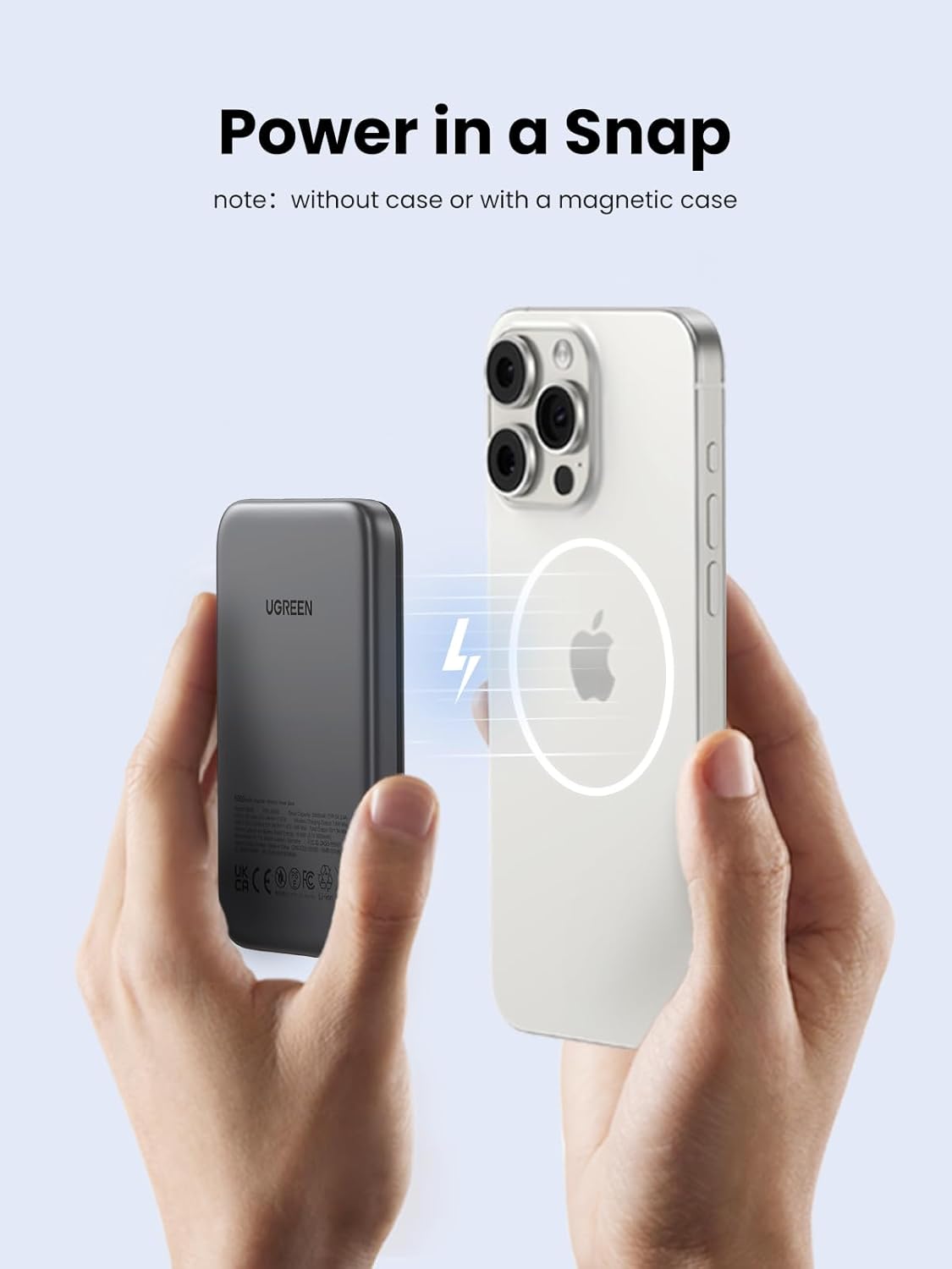 UGREEN Magnetic Power Bank,5,000mAh Wireless Portable Charger, PD 20W Fast Charging Battery Pack with USB-C for Magsafe, iPhone 17/17 Air/17 Pro/17 Pro Max, iPhone 16/15/14/13/12 Series